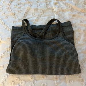 Green sparkly lululemon Ebb to Street tank top